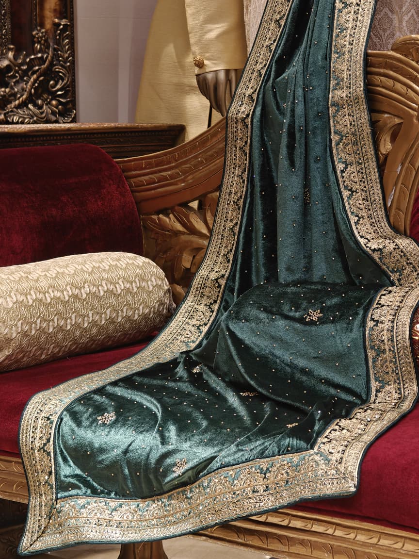 Emerald Velvet Shawl