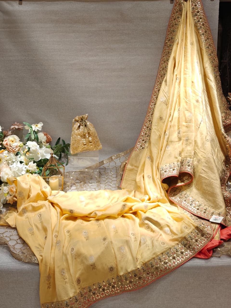 Golden Mirror‑Work Saree S269
