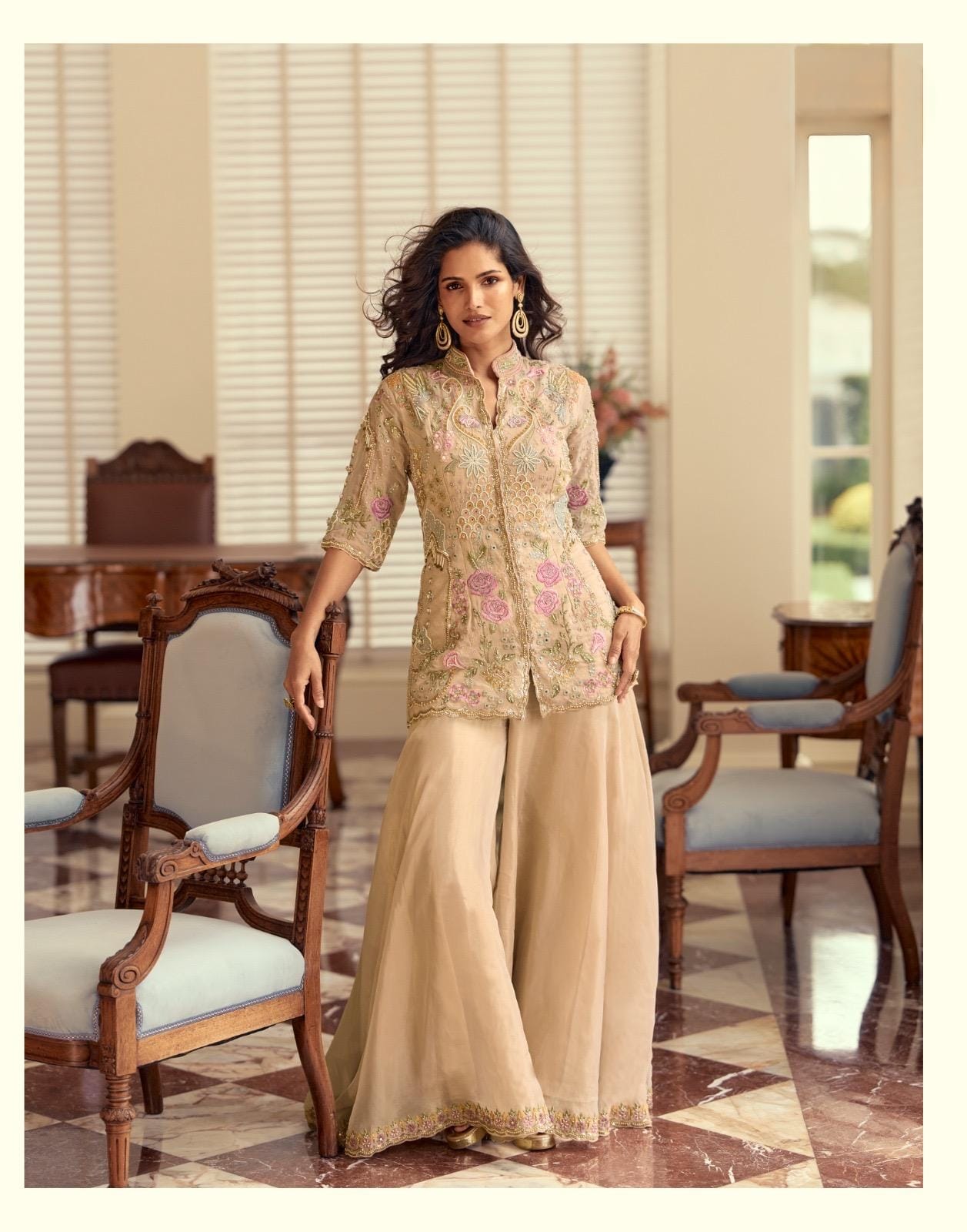 Long Top Farshi Jacket Style – Beige