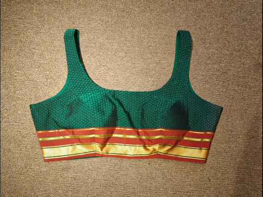 Geometric Border Blouse – Forest Ember