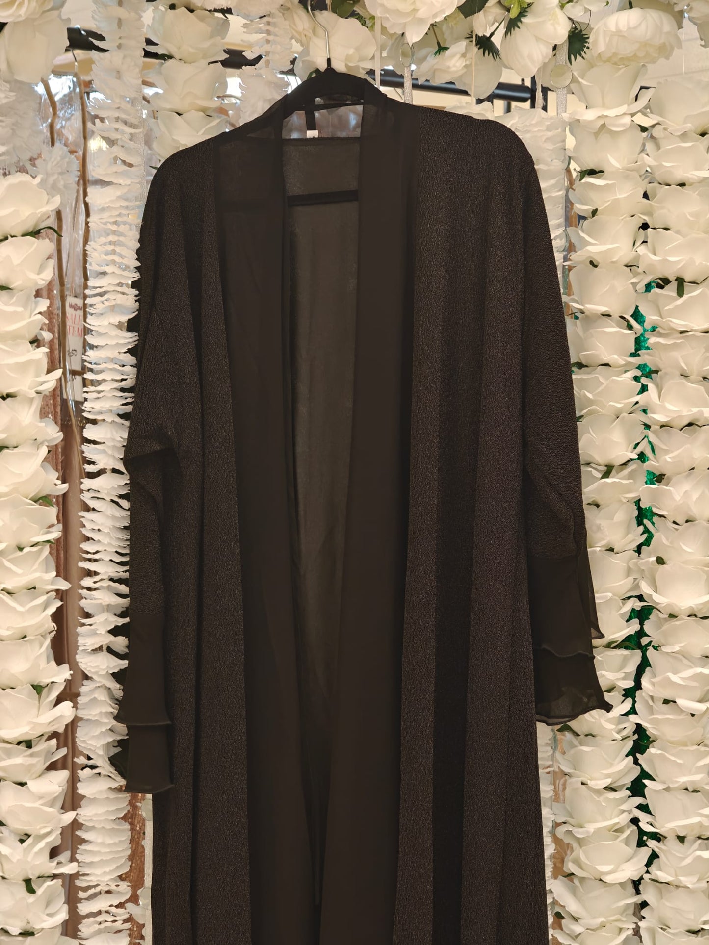 Midnight Black Textured Abaya