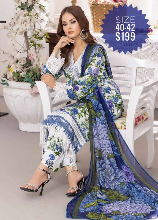 Blue Garden Salwar Suit