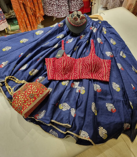 Indigo Lehenga Set