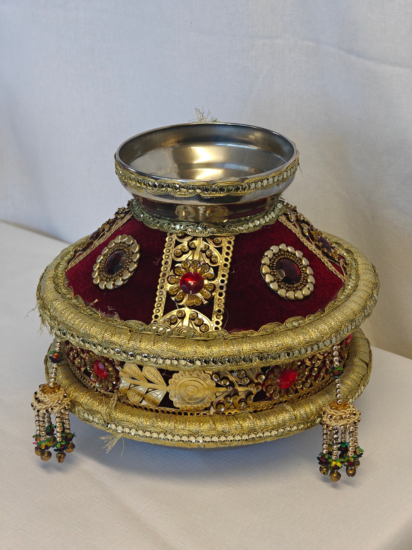 Velvet-Trimmed Wedding Kalash