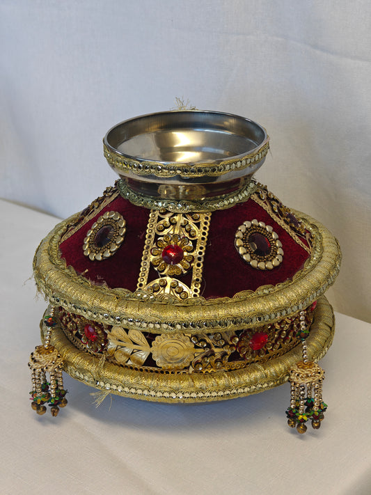Velvet-Trimmed Wedding Kalash