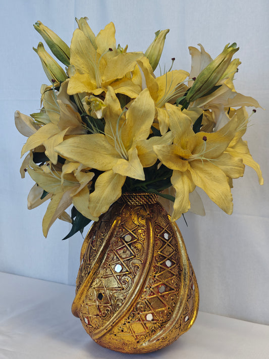 Golden Bloom Lily Vase