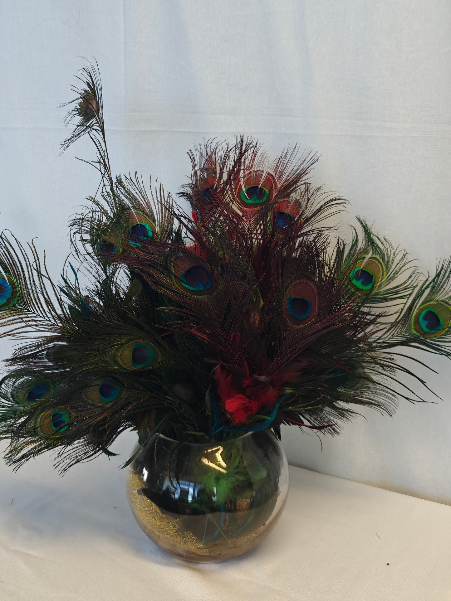 Regal Peacock Vase Display