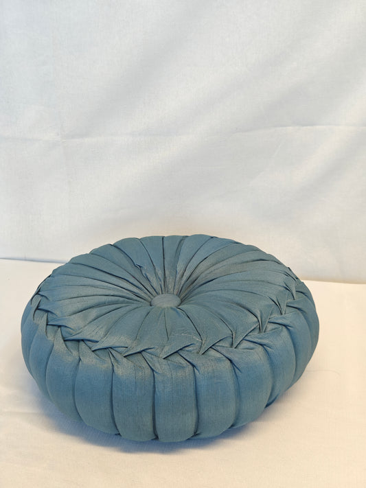 Blue Satin Pleat Accent Pillow