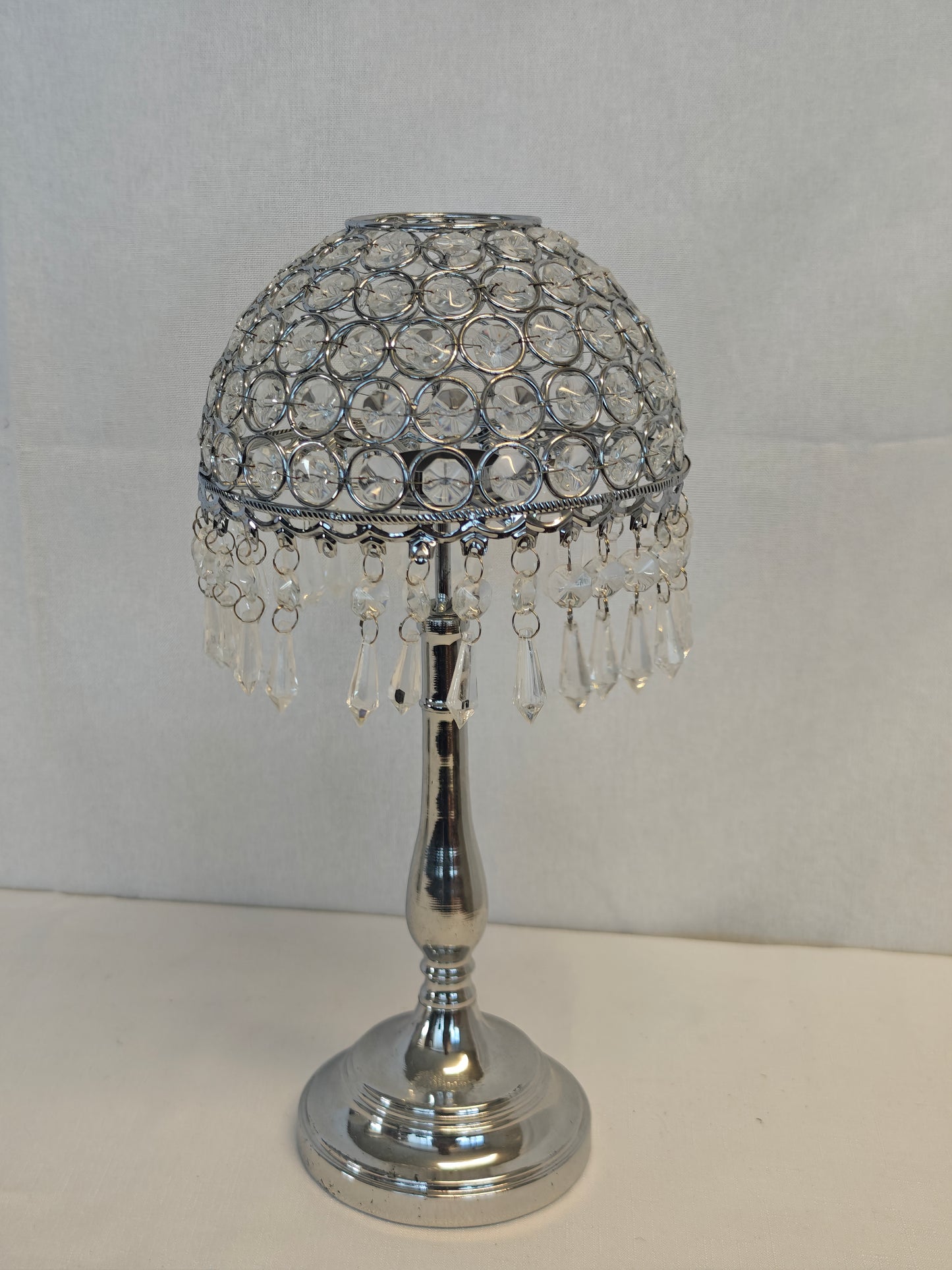 Silver Crystal Teardrop Lamp