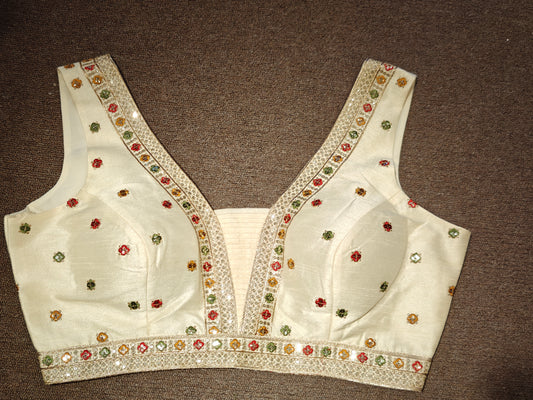 Embroidered Choli – Cream Blossom