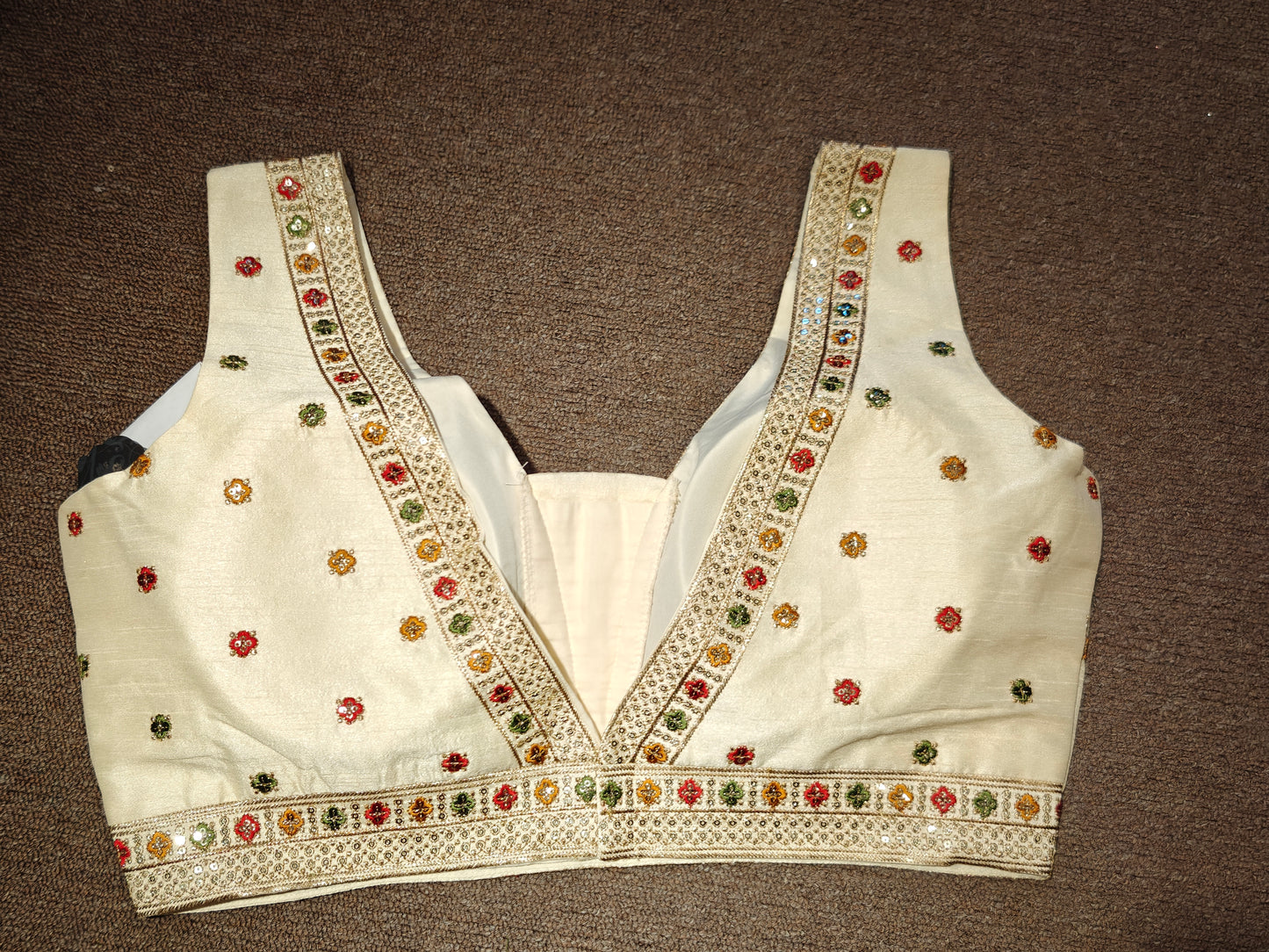 Embroidered Choli – Cream Blossom
