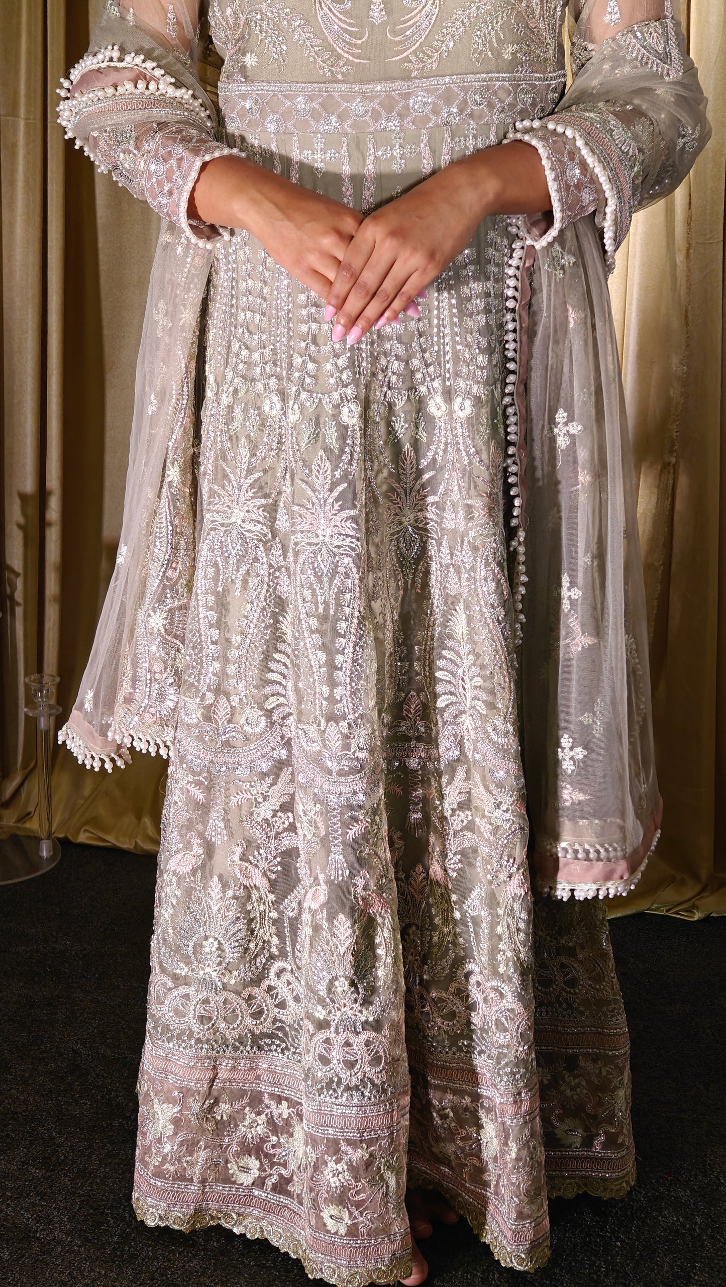 Green Embroidered long Gown