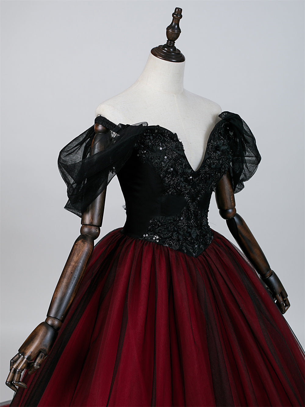 Crimson Black Bridal Gown
