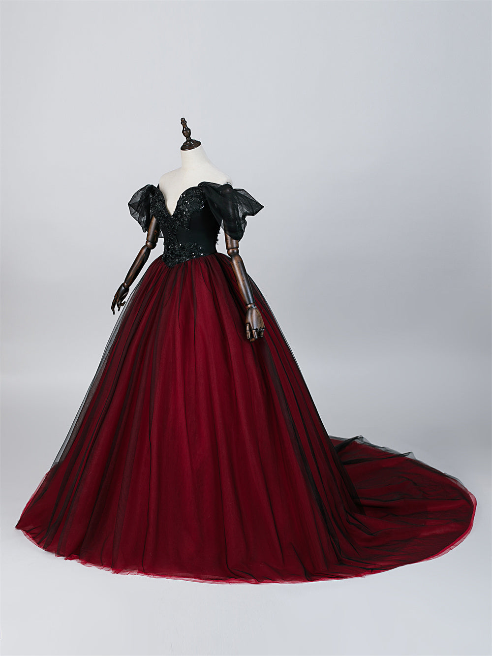 Crimson Black Bridal Gown