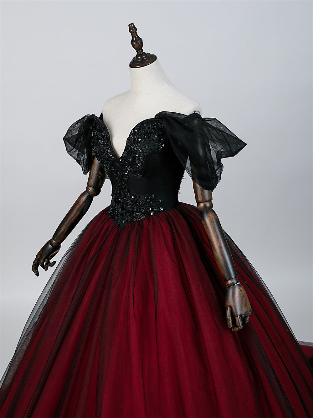 Crimson Black Bridal Gown