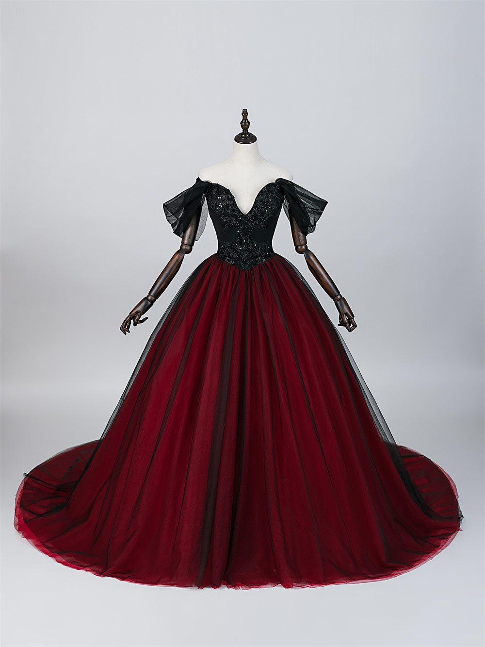 Crimson Black Bridal Gown