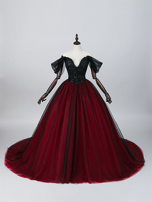 Crimson Black Bridal Gown