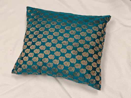 Teal Bloom Regal Brocade Cushion