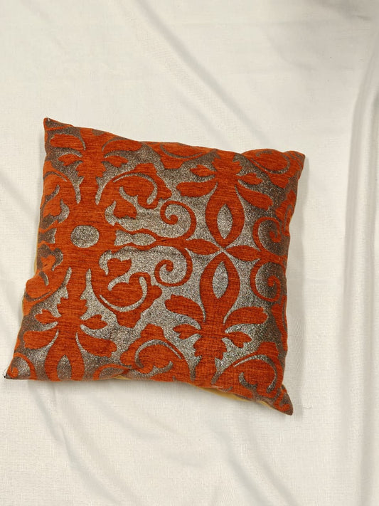 Silver Scroll Burnt Sienna Cushion