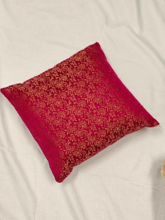 Gilded Bloom Crimson Tapestry Cushion