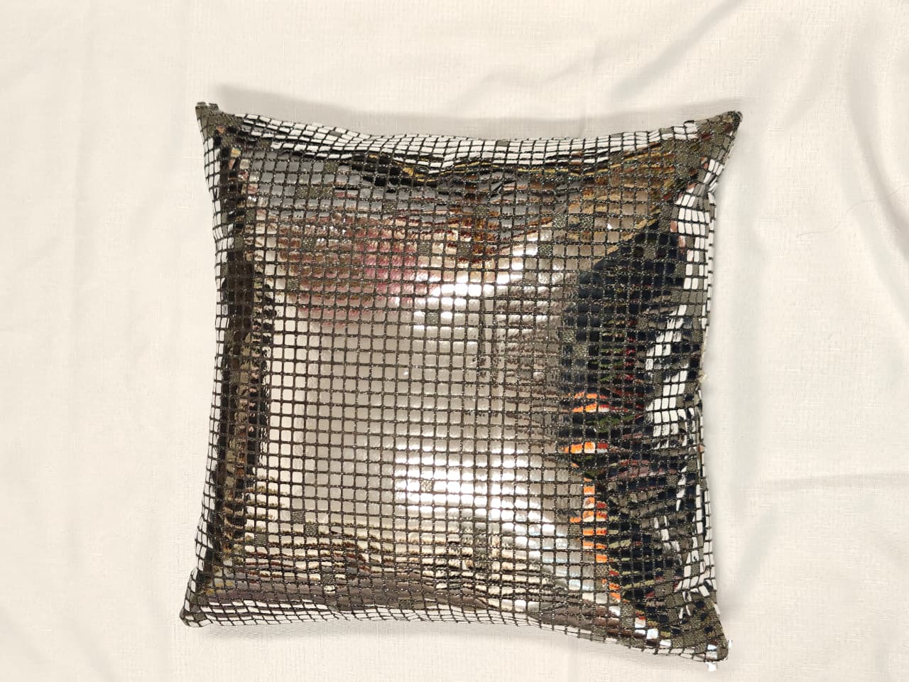 Silver Mirage Reflective Accent Cushion