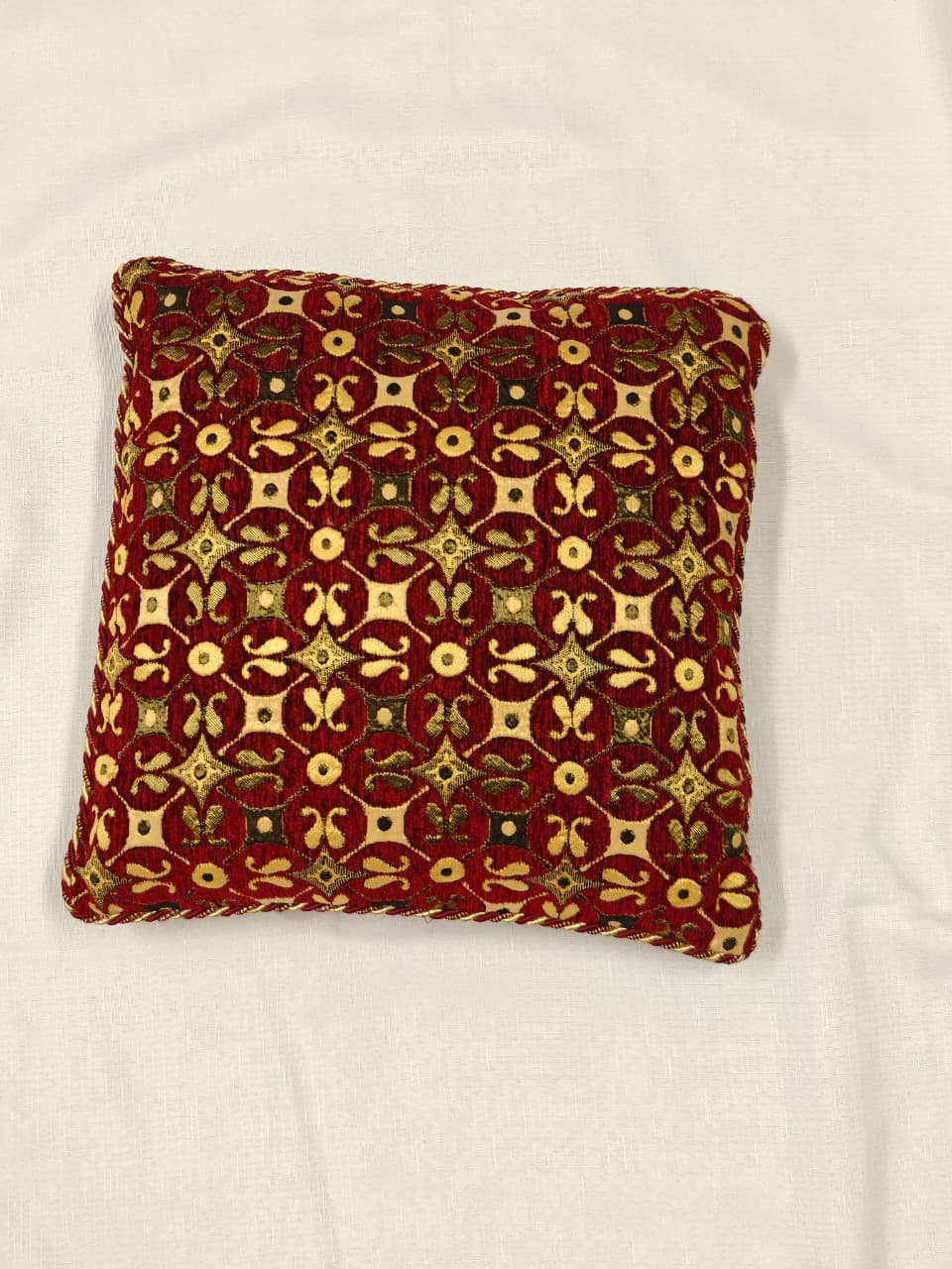 Crimson Tapestry Embroidered Heritage Cushion