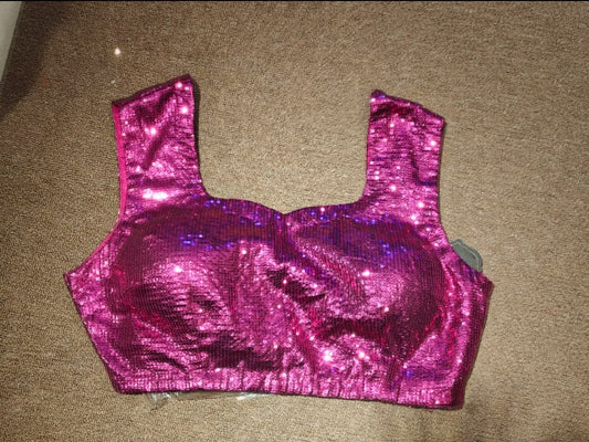 Sequin Crop Top – Magenta Mirage