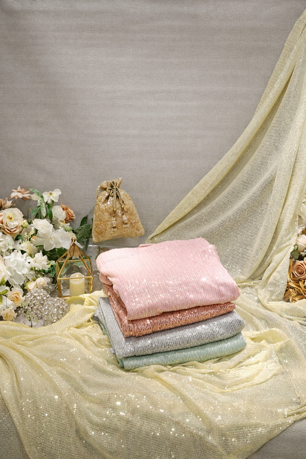 Pastel Sequin Saree