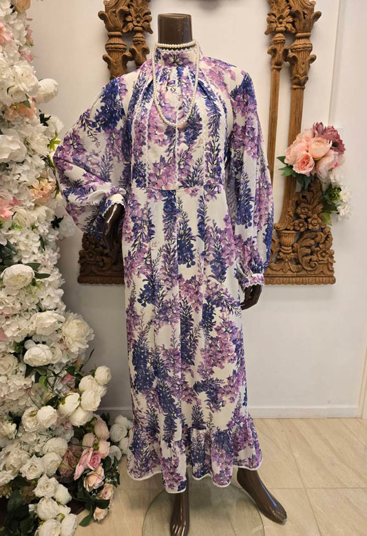 Lavender Cascade Floral Maxi Dress