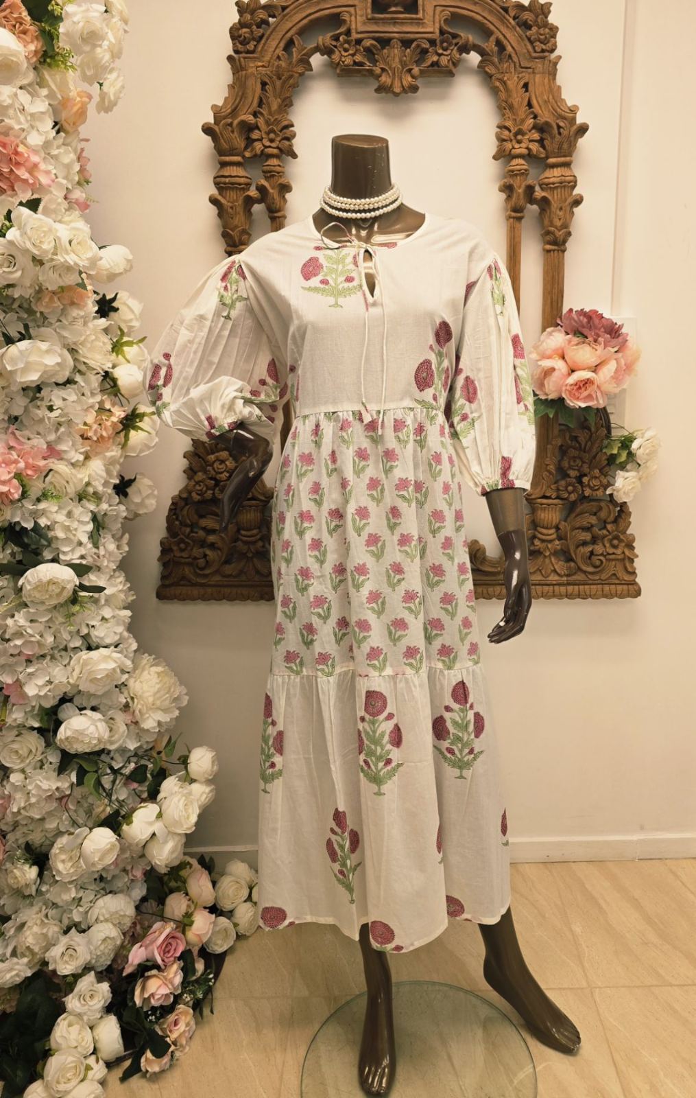 Pink Bloom Flower  Maxi Dress