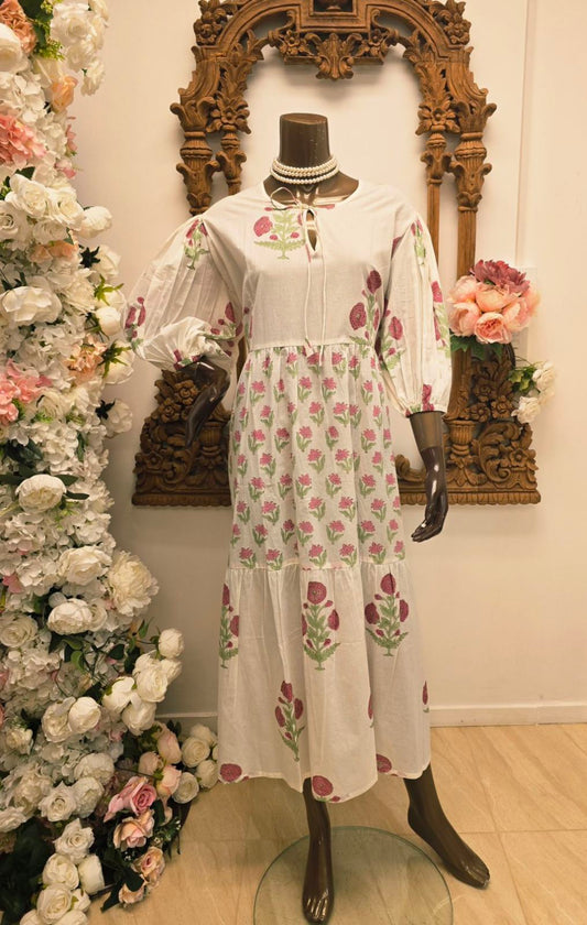 Pink Bloom Flower  Maxi Dress