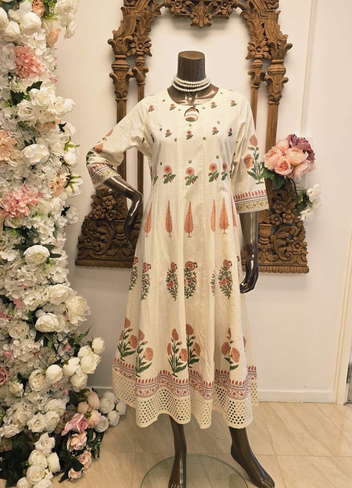 Blossom Veil Embroidered Cutout Maxi Dress