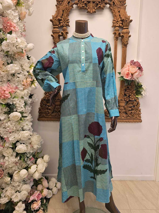 Ocean Bloom Patchwork Maxi Dress