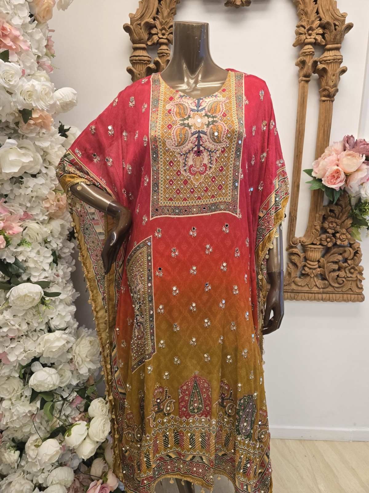 Amber Flame Kaftan with Pants