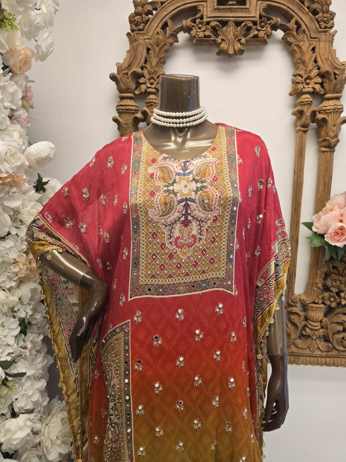 Amber Flame Kaftan with Pants