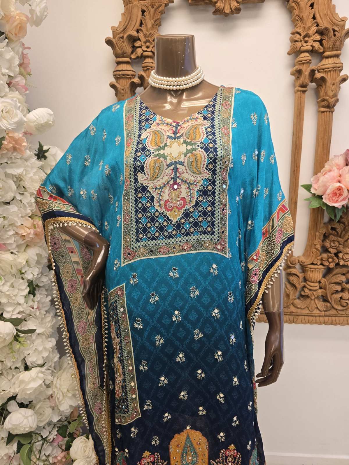 Aqua Charm Kaftan with Pants