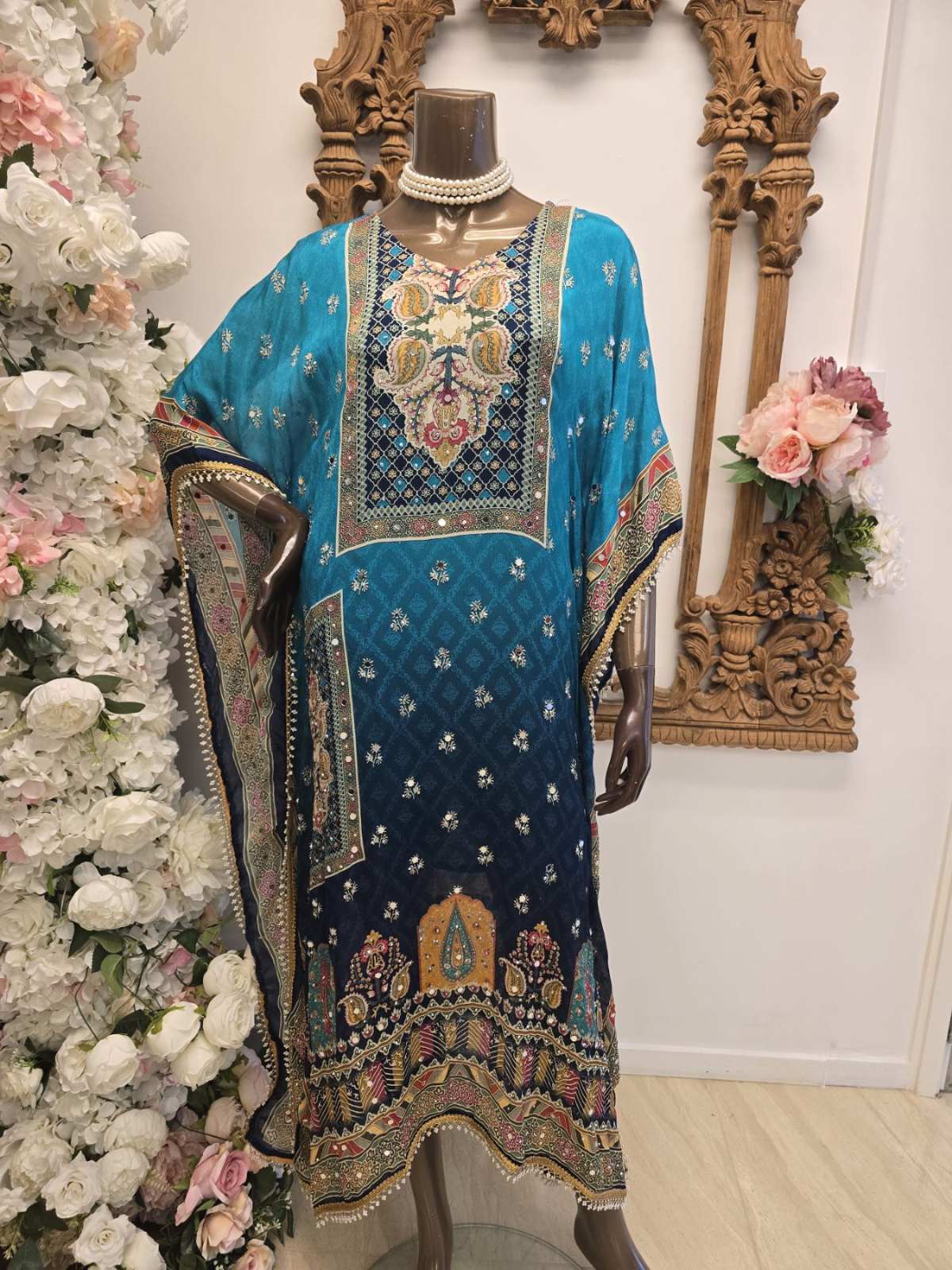 Aqua Charm Kaftan with Pants