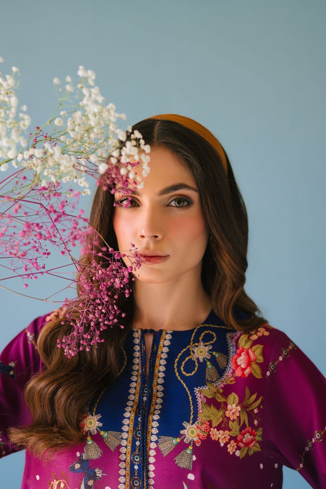 Turkish Magenta Floral Kaftan Set – with Matching Pants