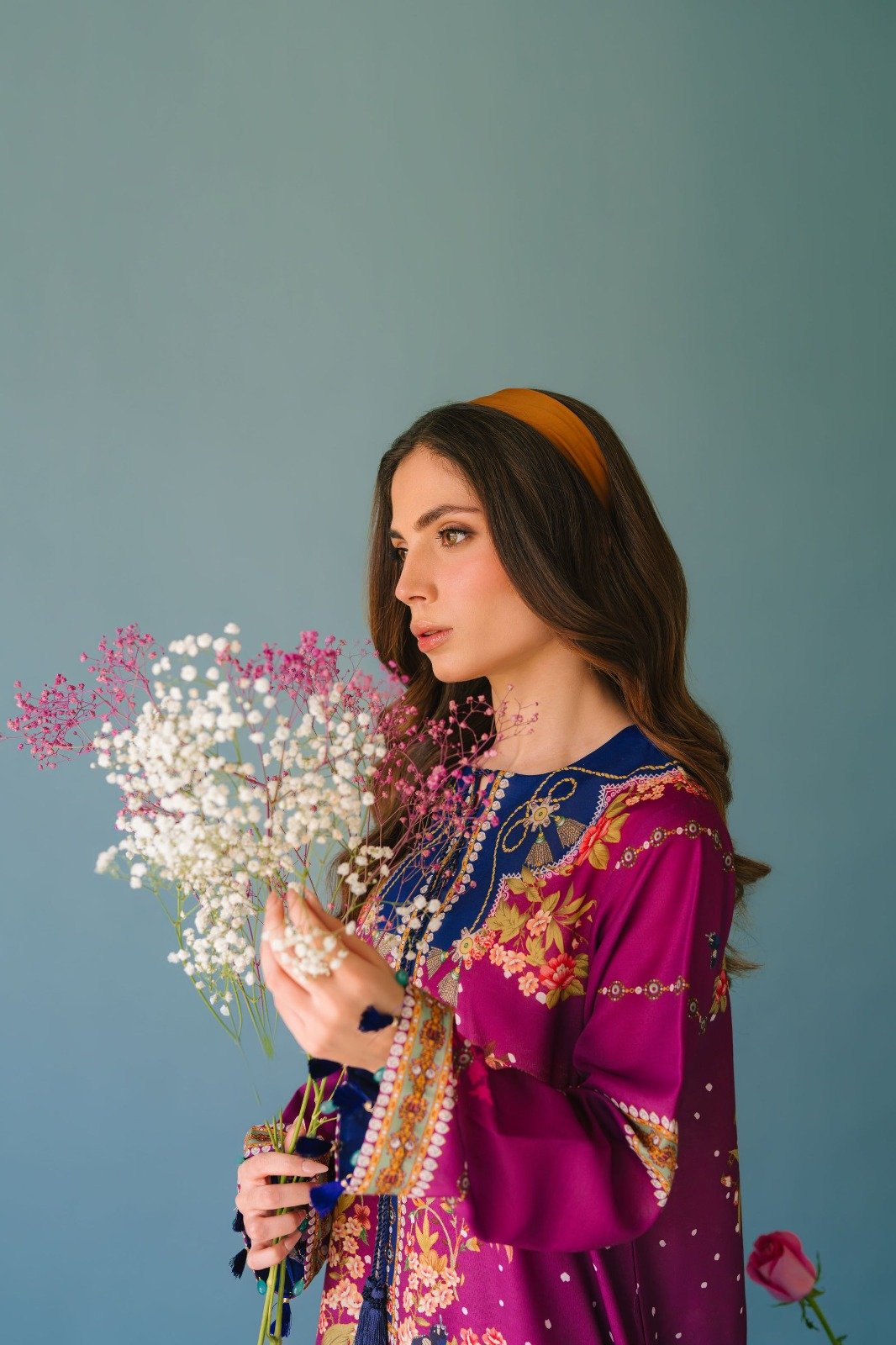 Turkish Magenta Floral Kaftan Set – with Matching Pants