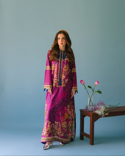 Turkish Magenta Floral Kaftan Set – with Matching Pants