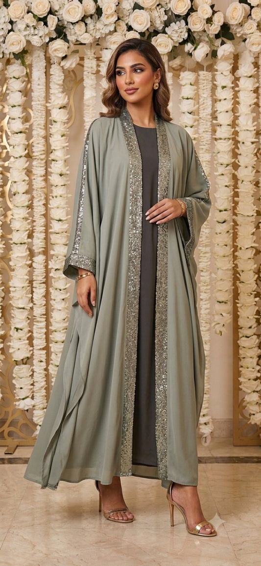 Ash & Charcoal Sequined Abaya