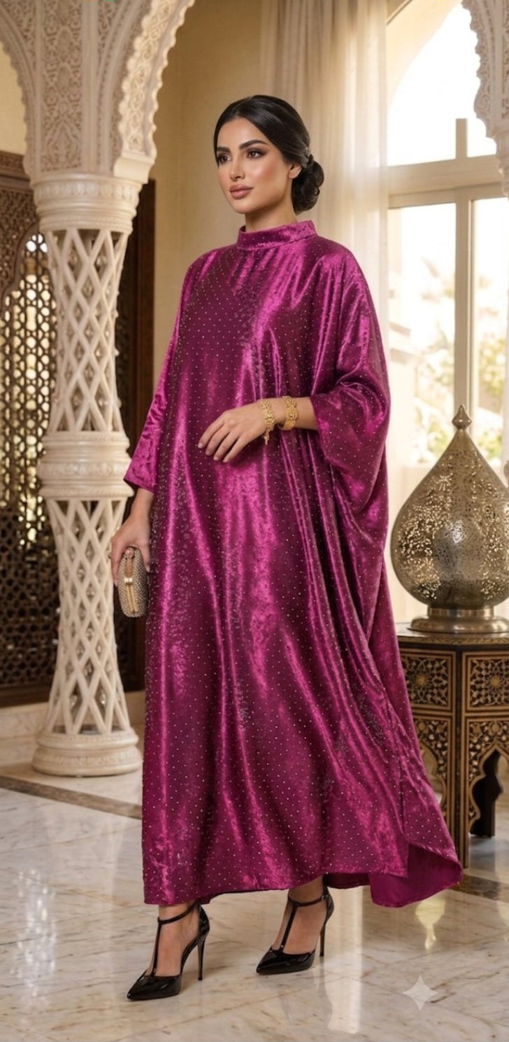Berry Velvet Crystal Kaftan