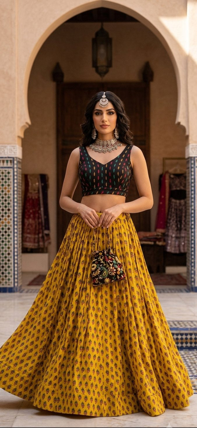Mustard Bloom Lehenga Set