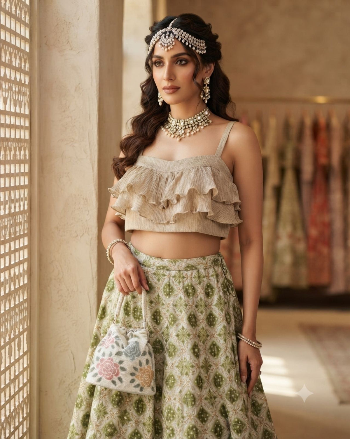 Olive Green Lehenga Set