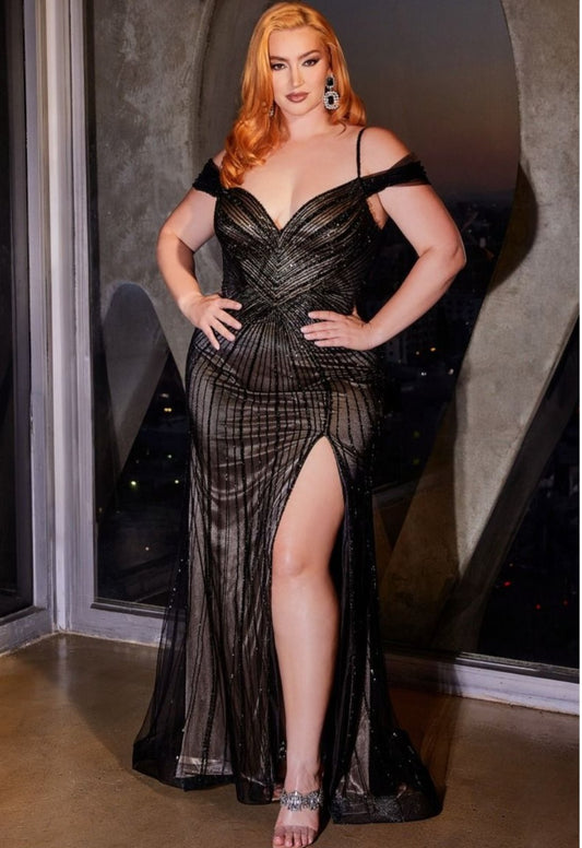 Luxe Black Beaded Gown - CD4215