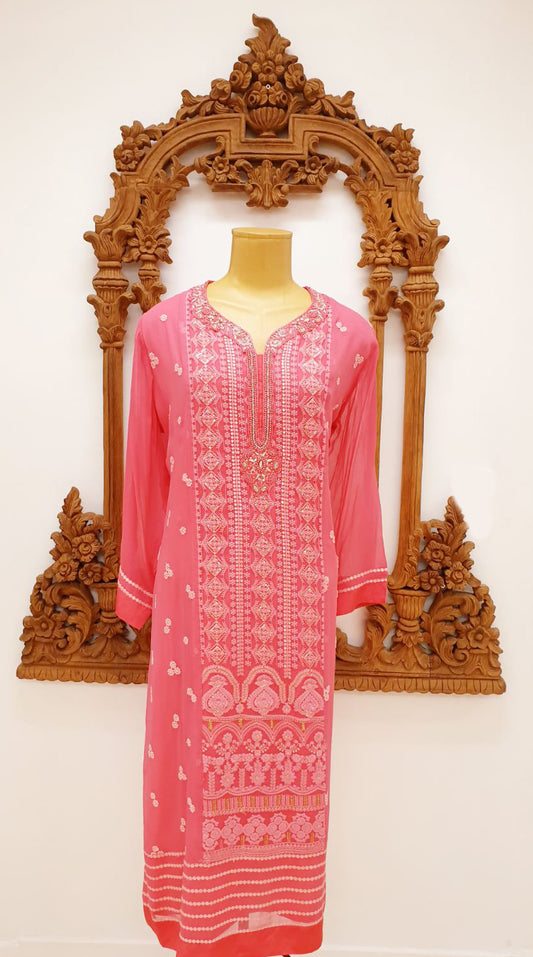Pink Lucknowi Kurti