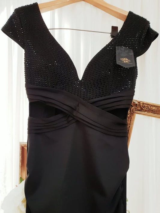 Black Satin Evening Gown