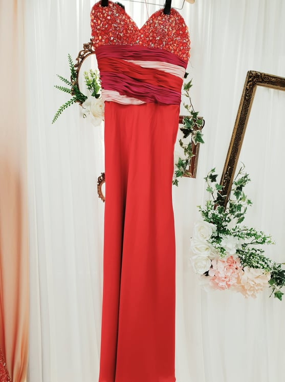 Red Satin Evening Dress
