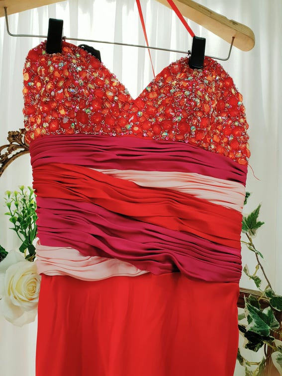 Red Satin Evening Dress