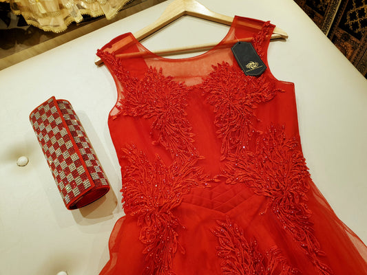 Elegant red evening dress